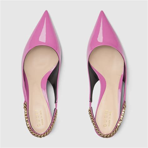 gucci pink kiltie pump|Gucci Signoria slingback pump in pink patent leather.